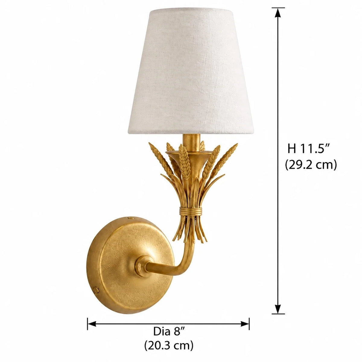 Rustic Botanical Antique Brass Wall Light with Linen Shade