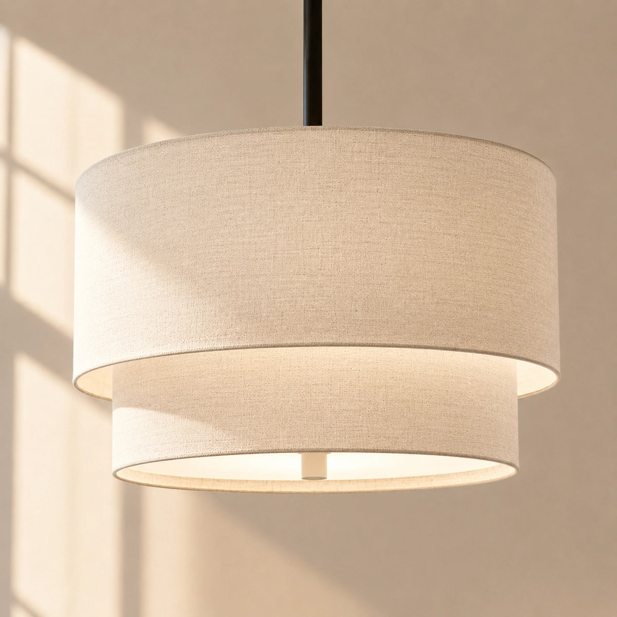 Rustic Fabric Linen Drum Pendant Light