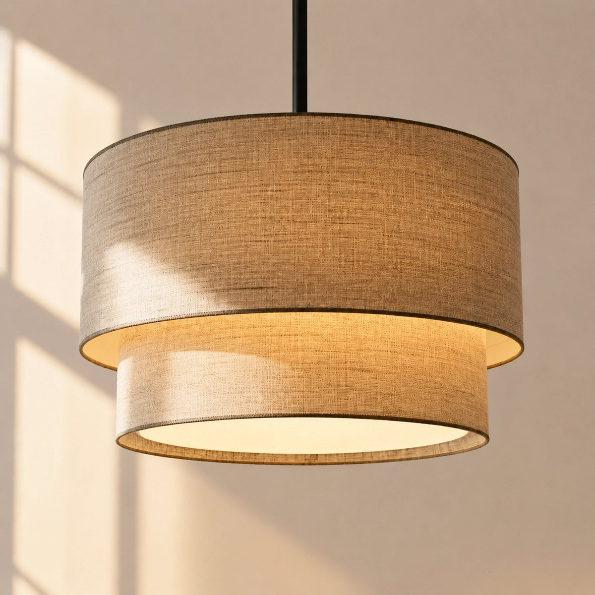 Rustic Fabric Linen Drum Pendant Light