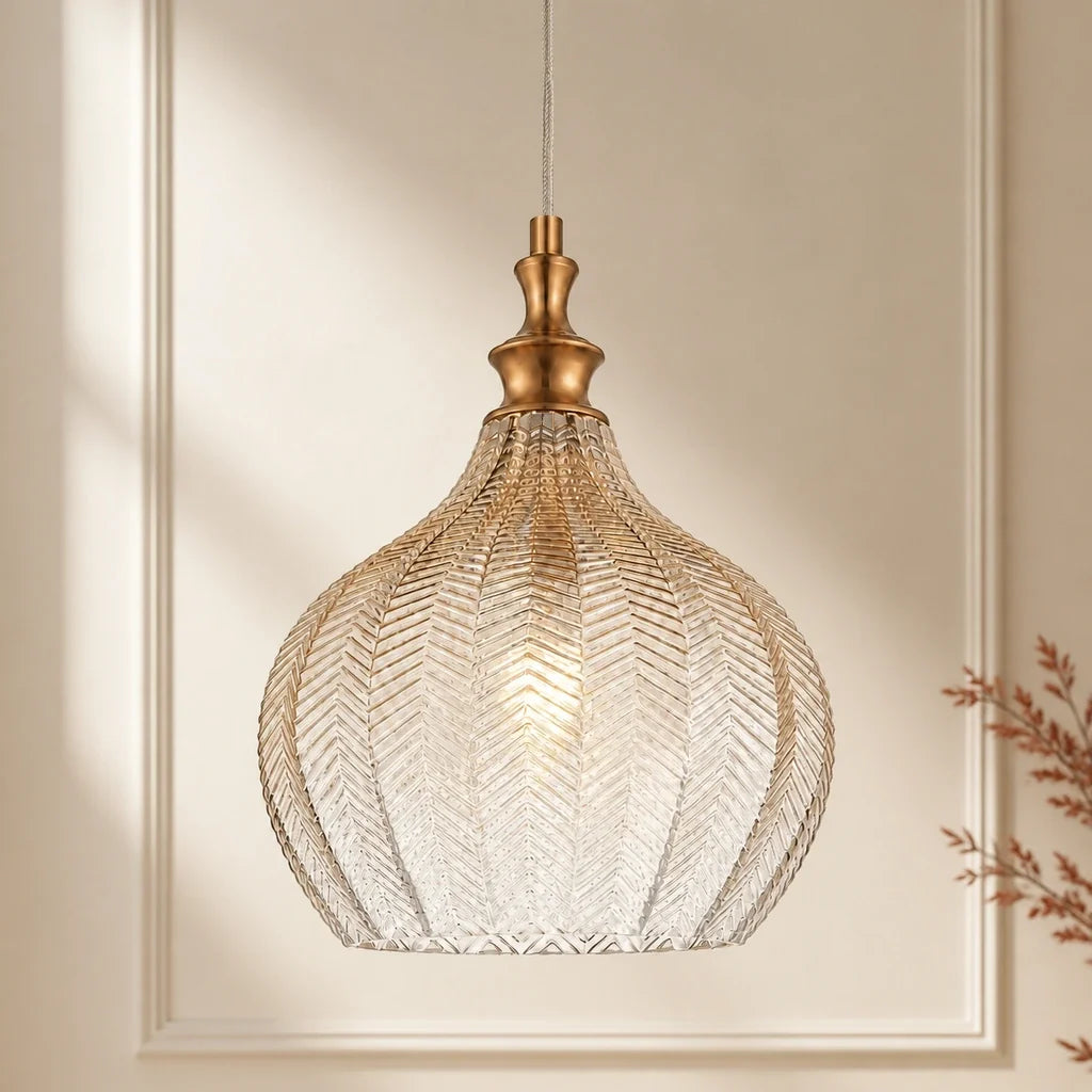 Solenne Art Deco Chevron Glass Pendant Light