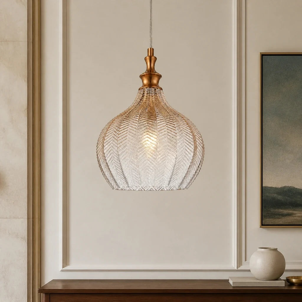 Solenne Art Deco Chevron Glass Pendant Light