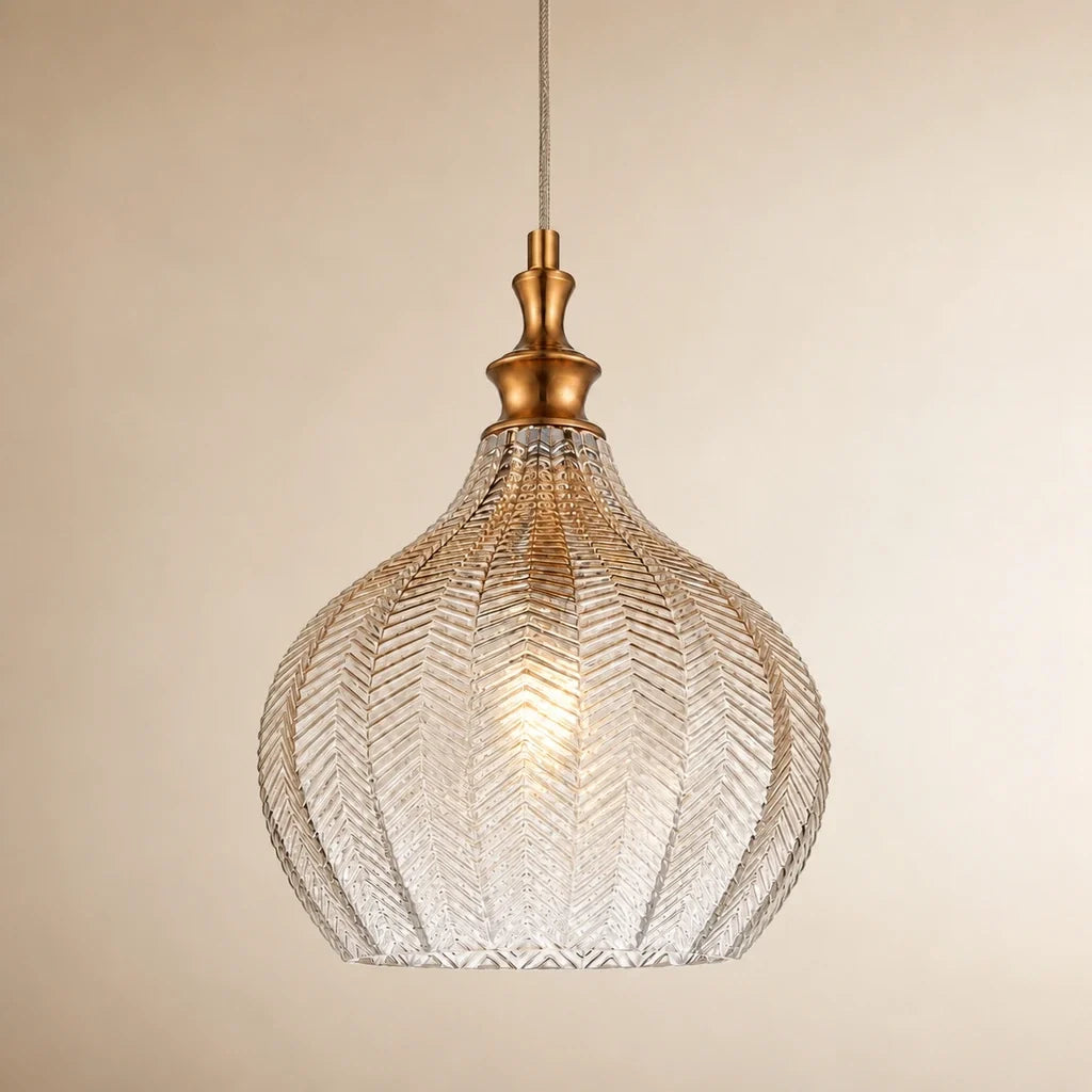 Solenne Art Deco Chevron Glass Pendant Light
