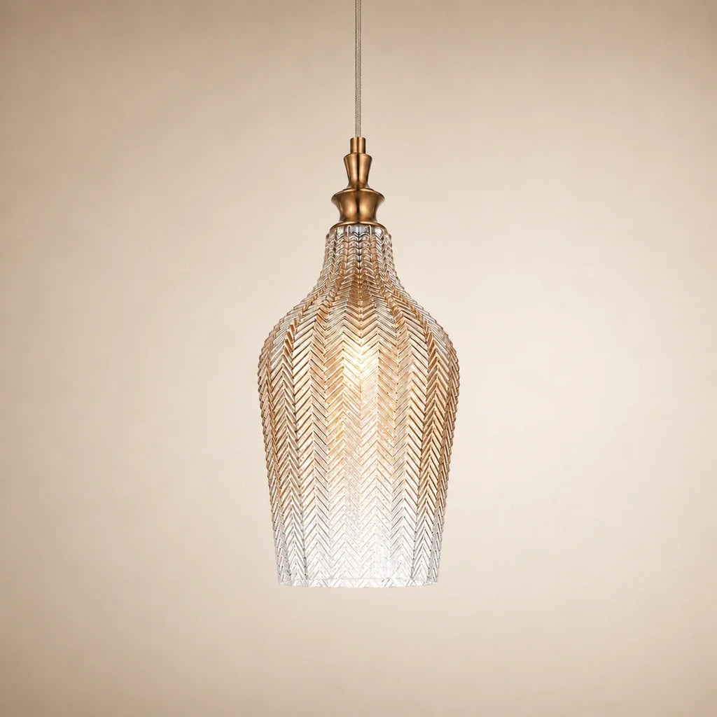 Solenne Art Deco Chevron Glass Pendant Light