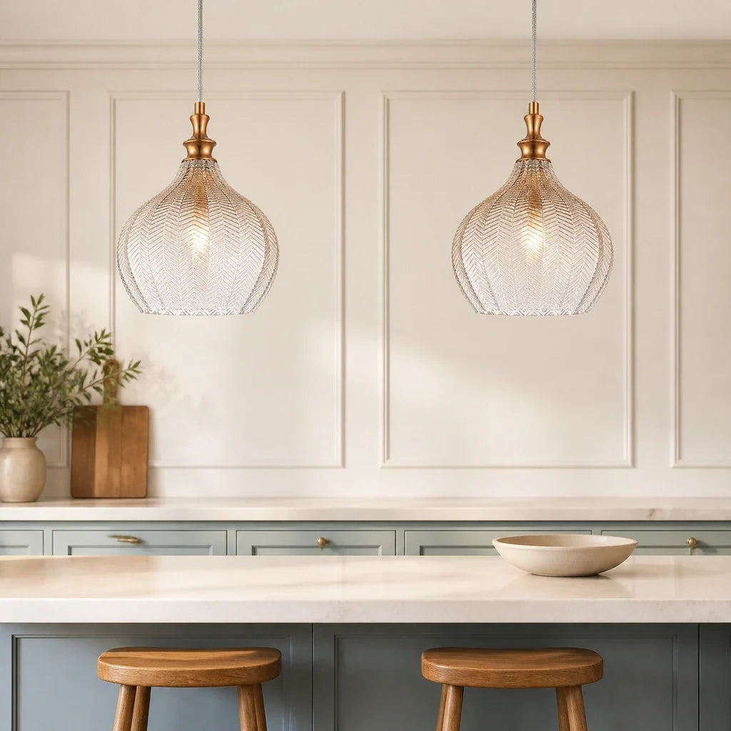 Solenne Art Deco Chevron Glass Pendant Light