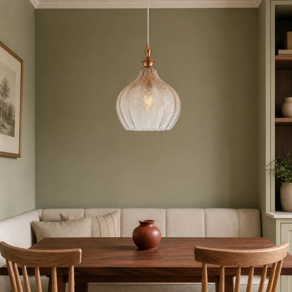 Solenne Art Deco Chevron Glass Pendant Light