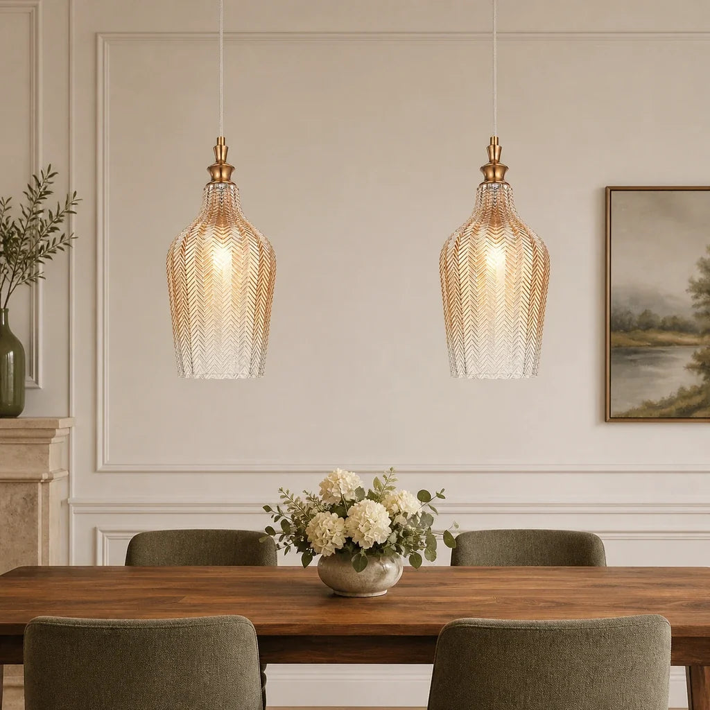 Solenne Art Deco Chevron Glass Pendant Light
