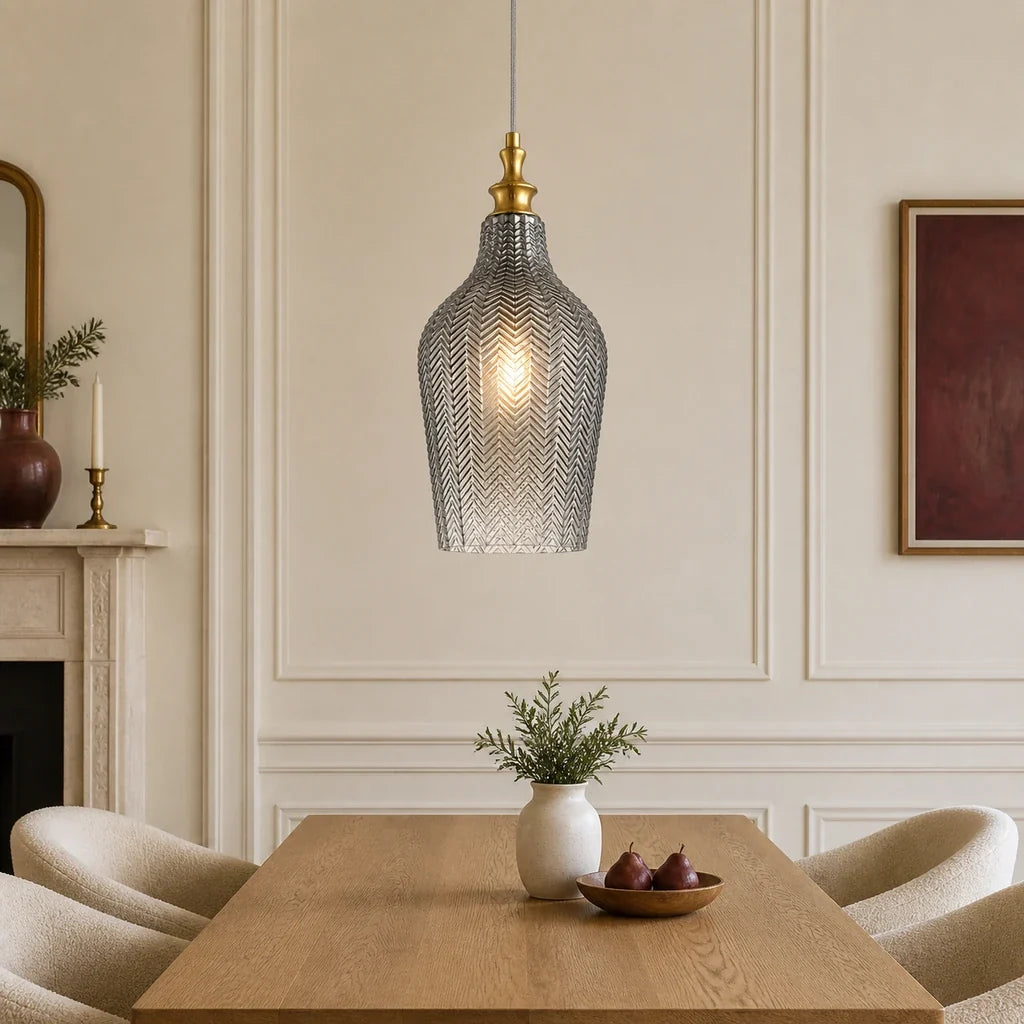 Solenne Art Deco Chevron Glass Pendant Light