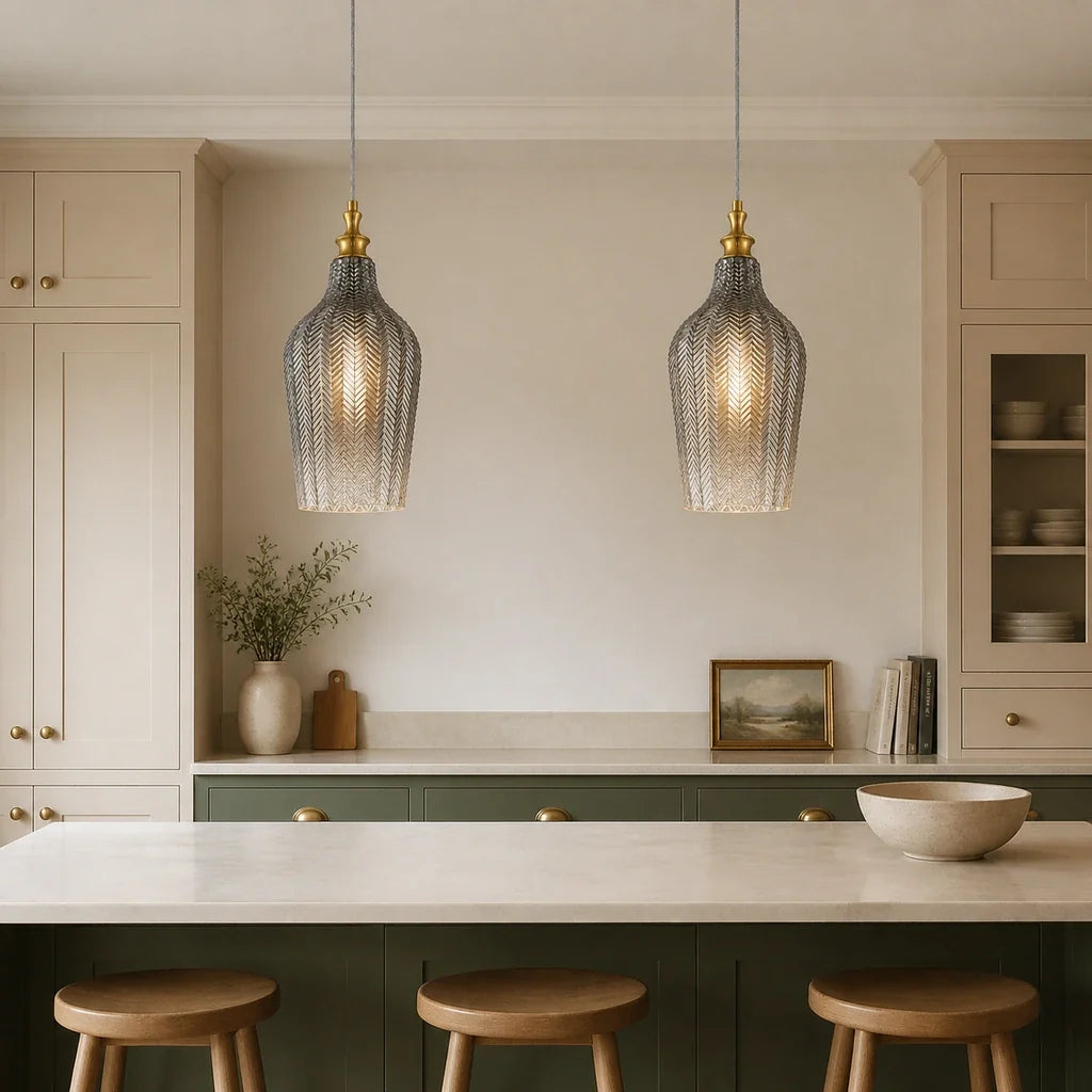Solenne Art Deco Chevron Glass Pendant Light