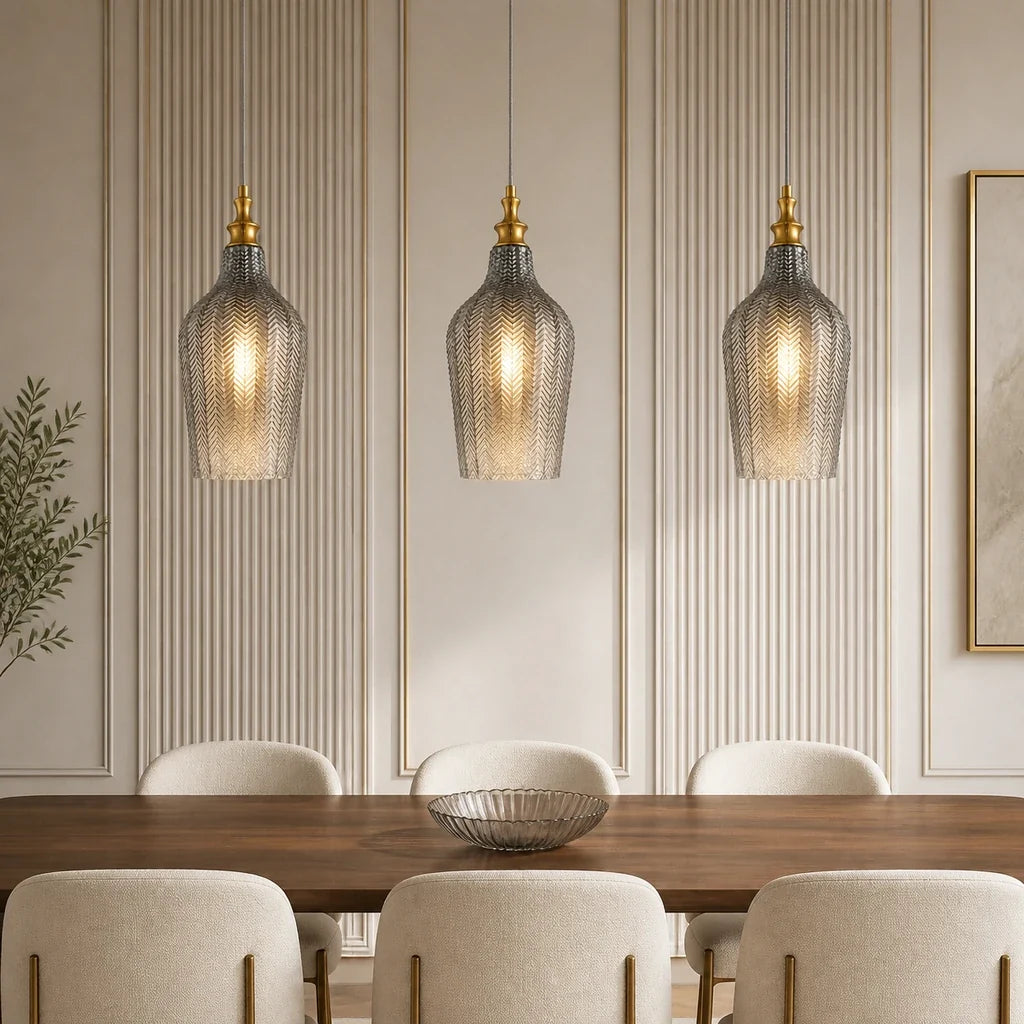Solenne Art Deco Chevron Glass Pendant Light