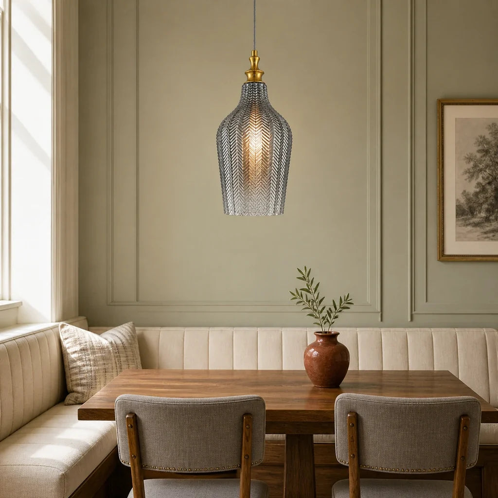 Solenne Art Deco Chevron Glass Pendant Light