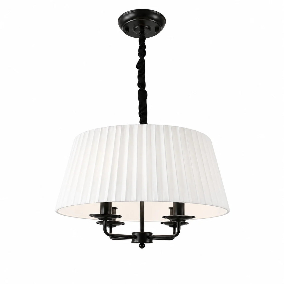 Tela White Pleated Fabric Shade Chandelier