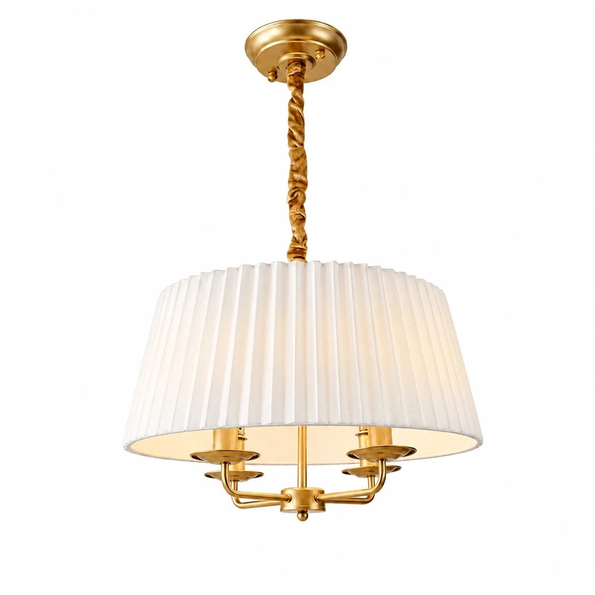 Tela White Pleated Fabric Shade Chandelier