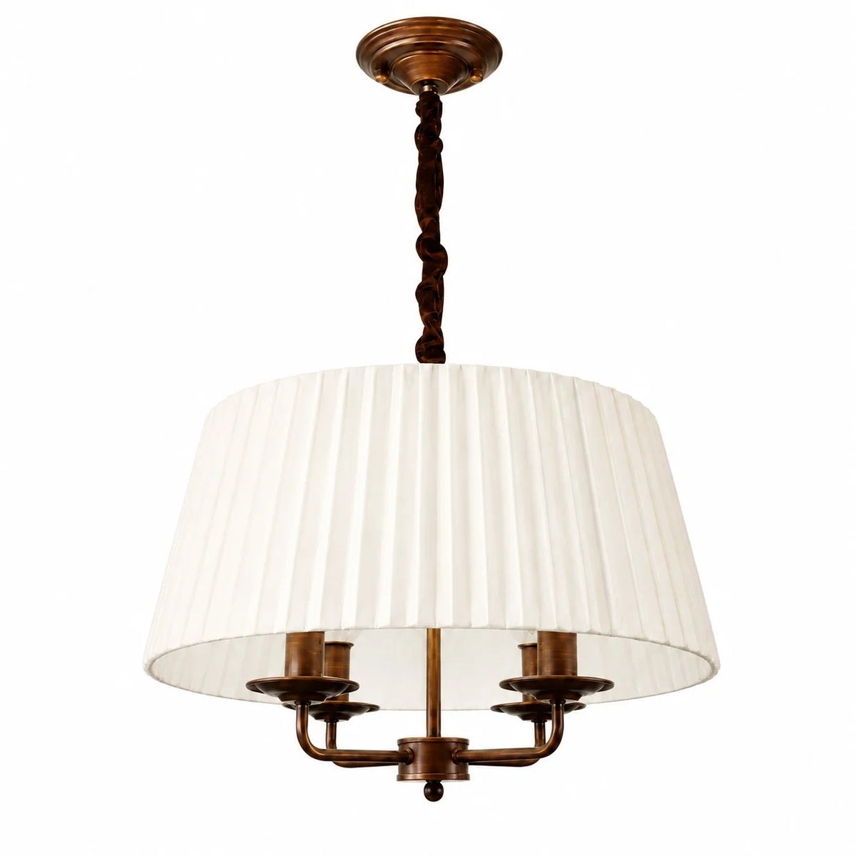 Tela White Pleated Fabric Shade Chandelier