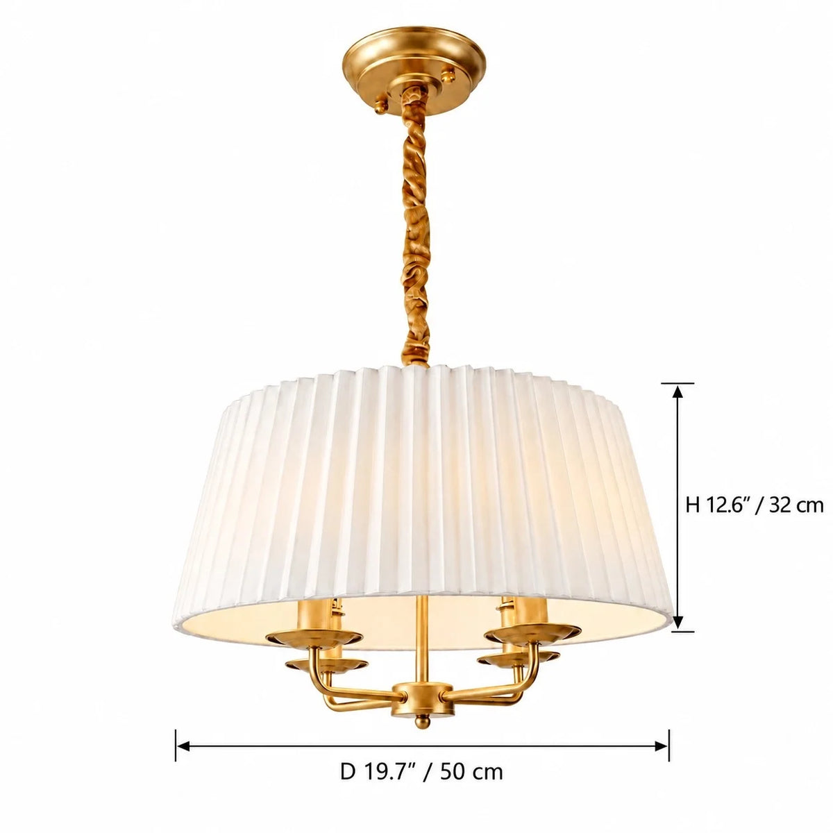 Tela White Pleated Fabric Shade Chandelier