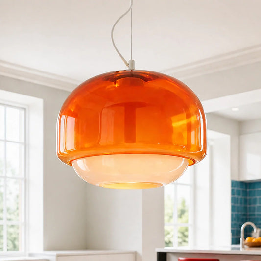 Vernon Minimalist Coloured Glass Mushroom Pendant Light