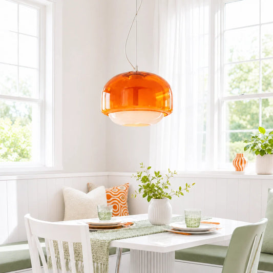 Vernon Minimalist Coloured Glass Mushroom Pendant Light