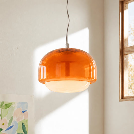 Vernon Minimalist Coloured Glass Mushroom Pendant Light