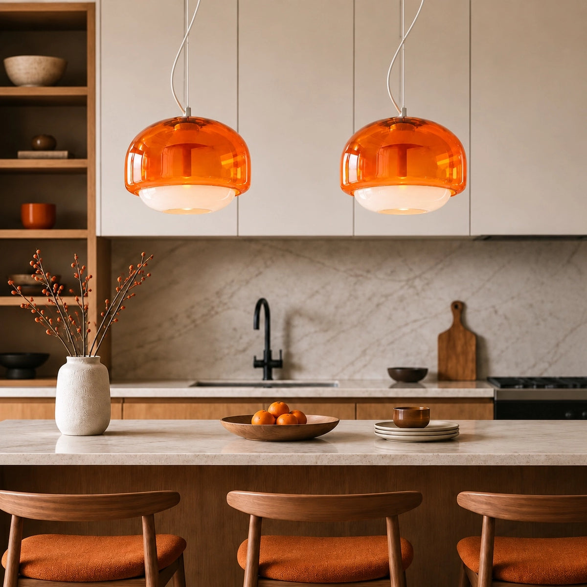 Vernon Minimalist Coloured Glass Mushroom Pendant Light