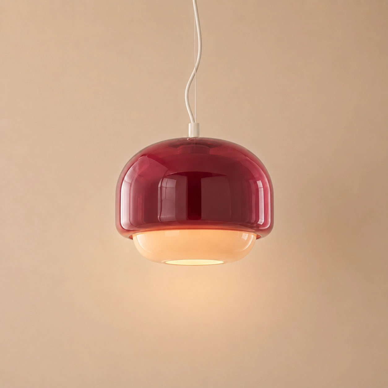 Vernon Minimalist Coloured Glass Mushroom Pendant Light
