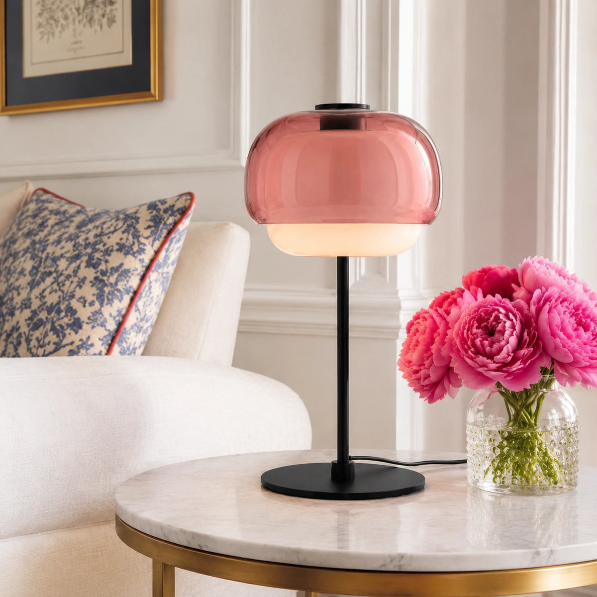 Vernon Minimalist Coloured Glass Mushroom Table Light