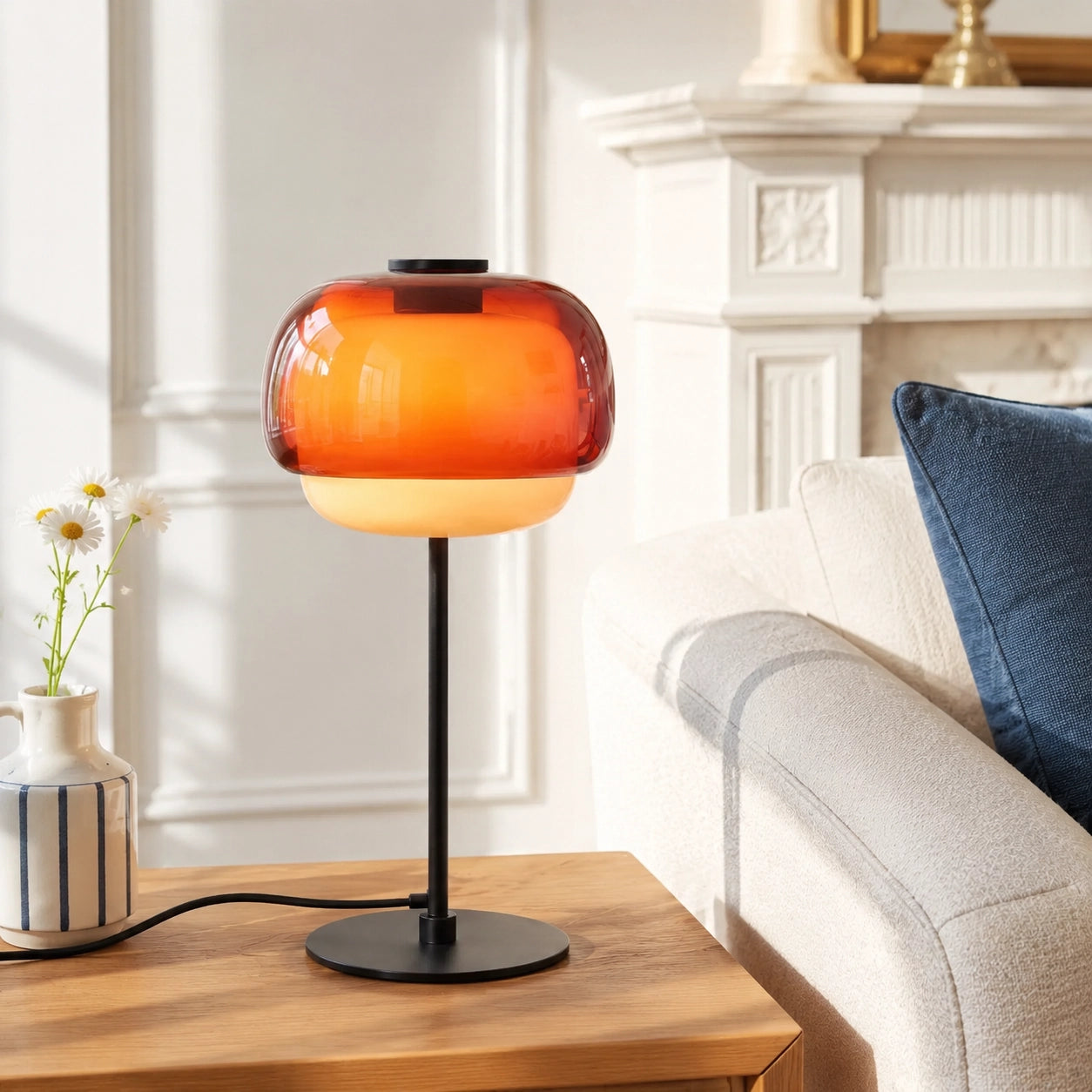 Vernon Minimalist Coloured Glass Mushroom Table Light