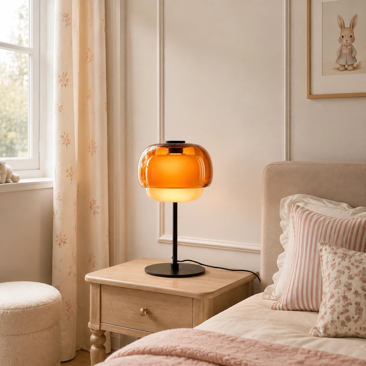 Vernon Minimalist Coloured Glass Mushroom Table Light