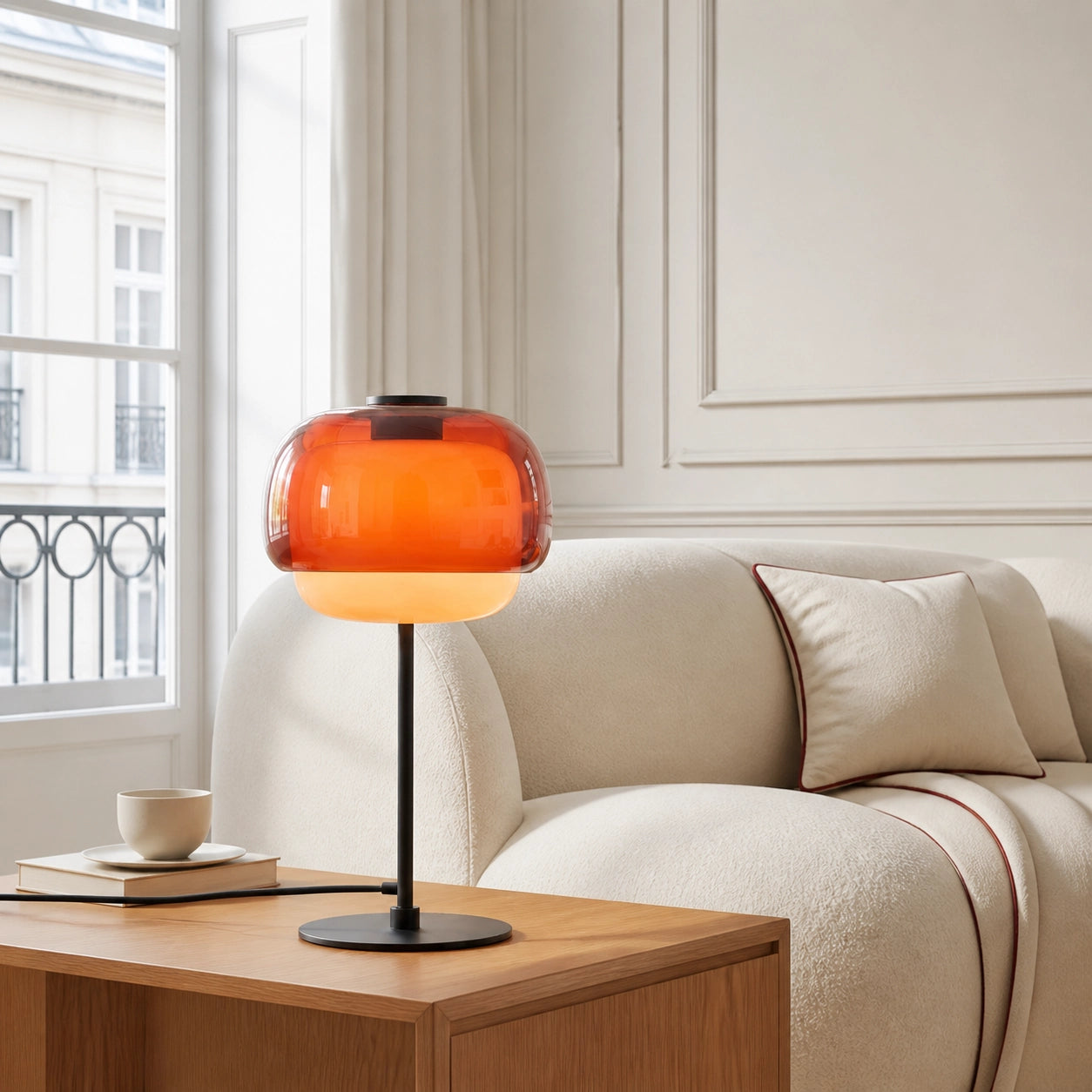 Vernon Minimalist Coloured Glass Mushroom Table Light