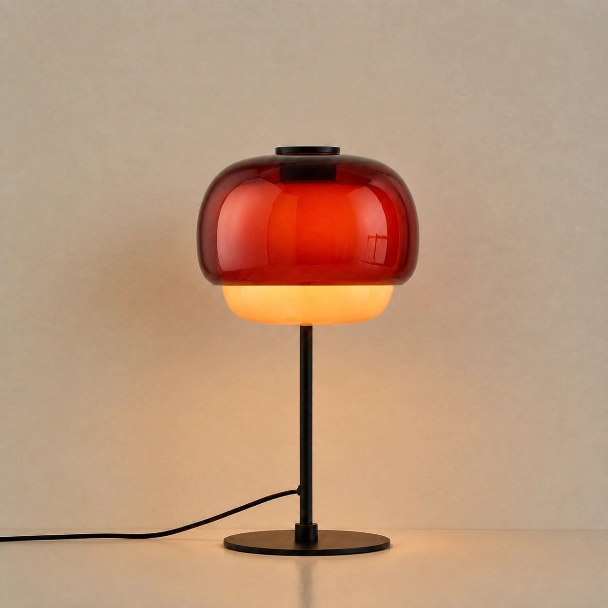 Vernon Minimalist Coloured Glass Mushroom Table Light