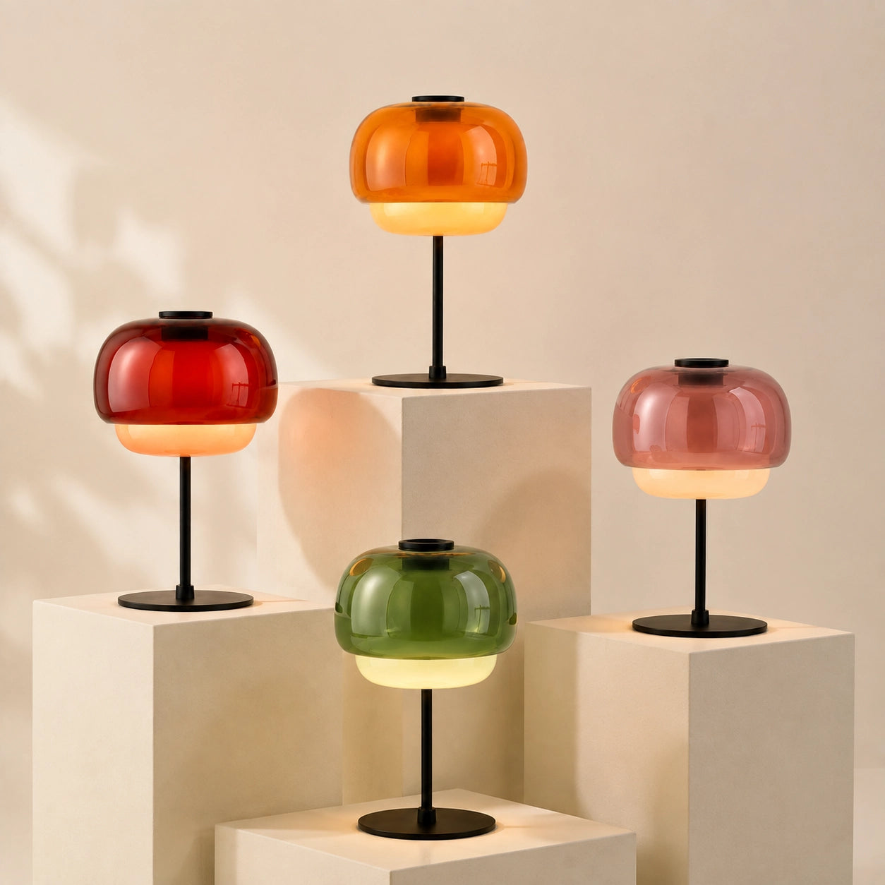 Vernon Minimalist Coloured Glass Mushroom Table Light