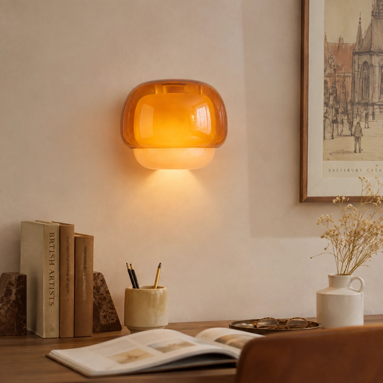 Vernon Minimalist Coloured Glass Mushroom Wall Light