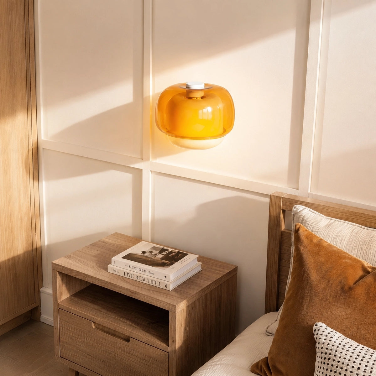 Vernon Minimalist Coloured Glass Mushroom Wall Light