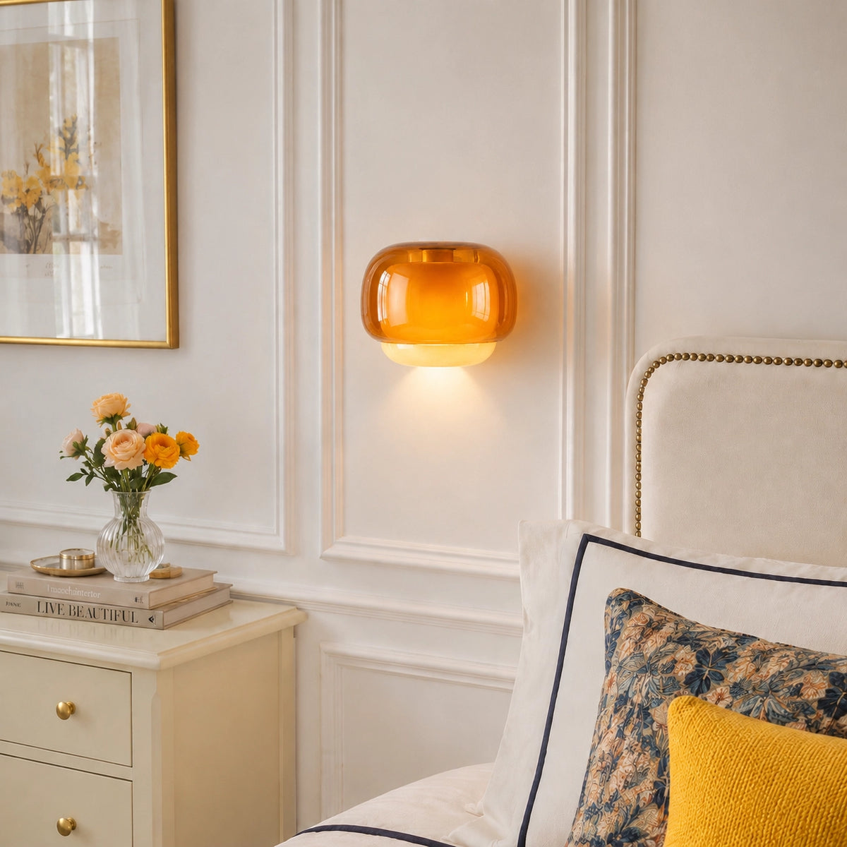 Vernon Minimalist Coloured Glass Mushroom Wall Light