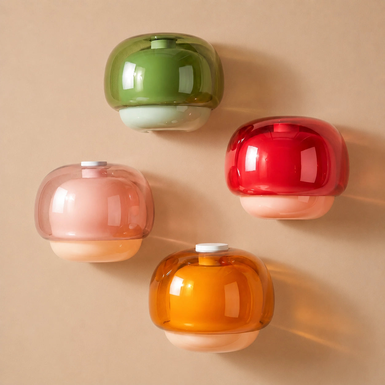 Vernon Minimalist Coloured Glass Mushroom Wall Light