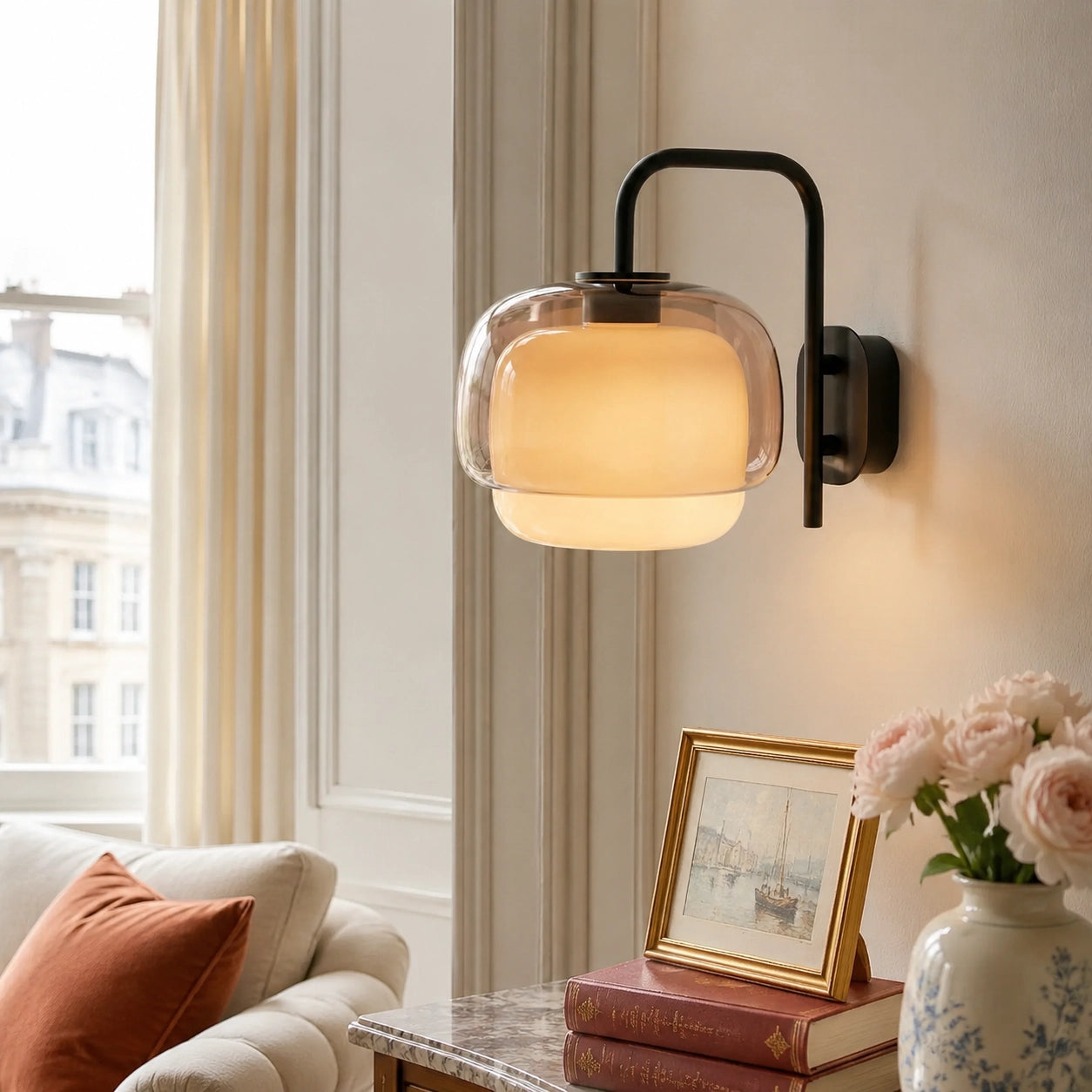 Vernon Modern Art Glass Ball Double Wall Light