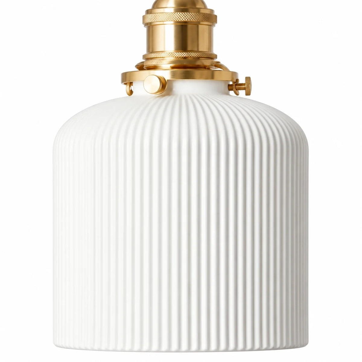 Vintage Brass Pleated Ceramic Pendant Light