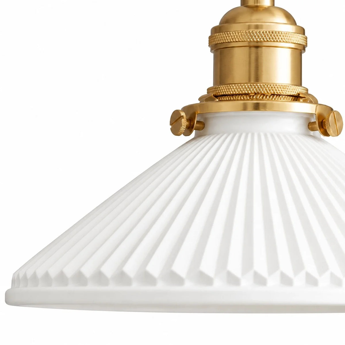 Vintage Brass Pleated Ceramic Pendant Light