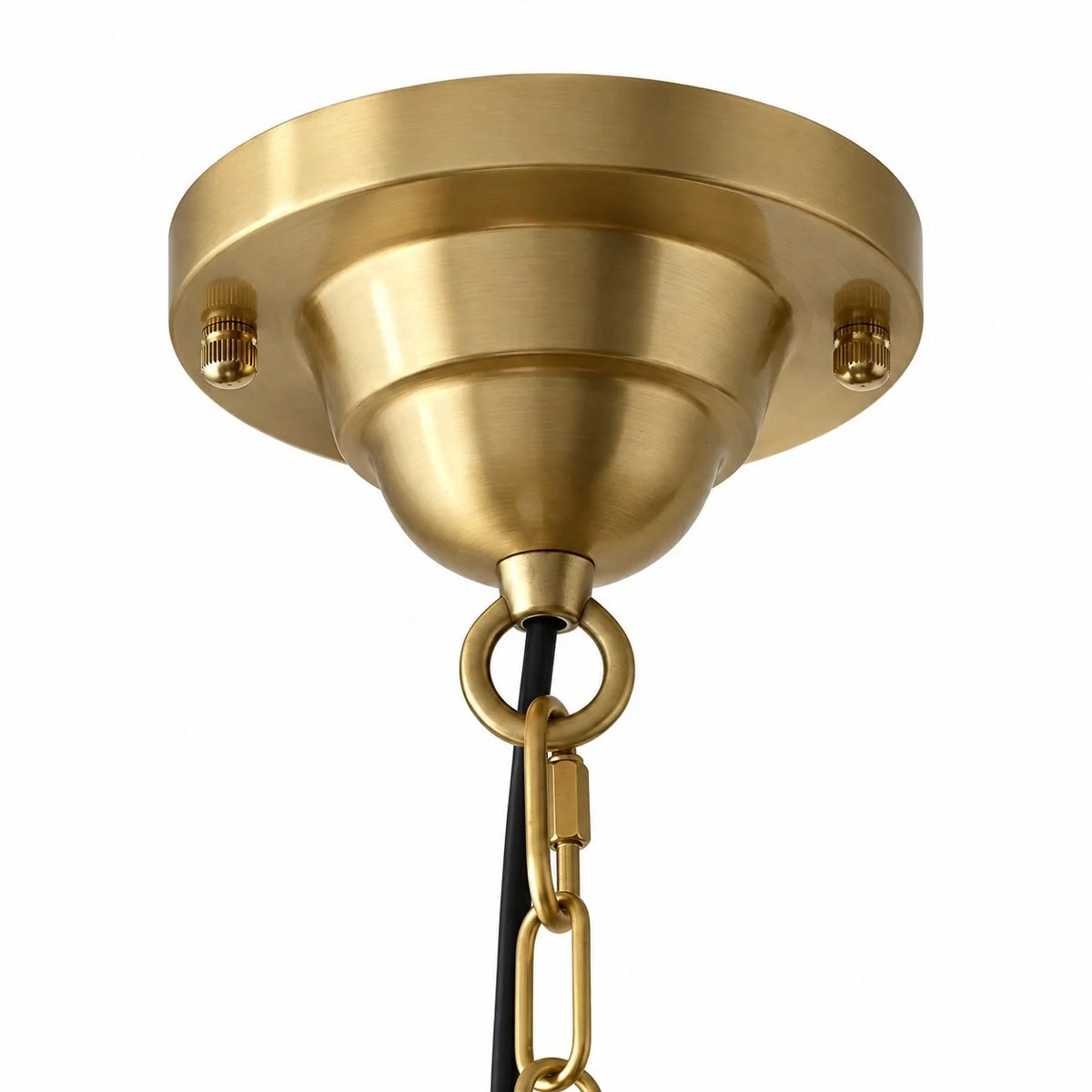 Vintage Brass Ribbed Glass Pendant Light