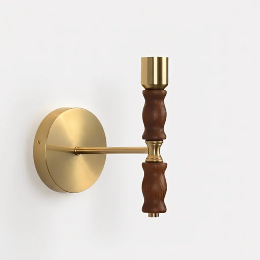 Vintage Brass Walnut Wood Wall Lamp Base