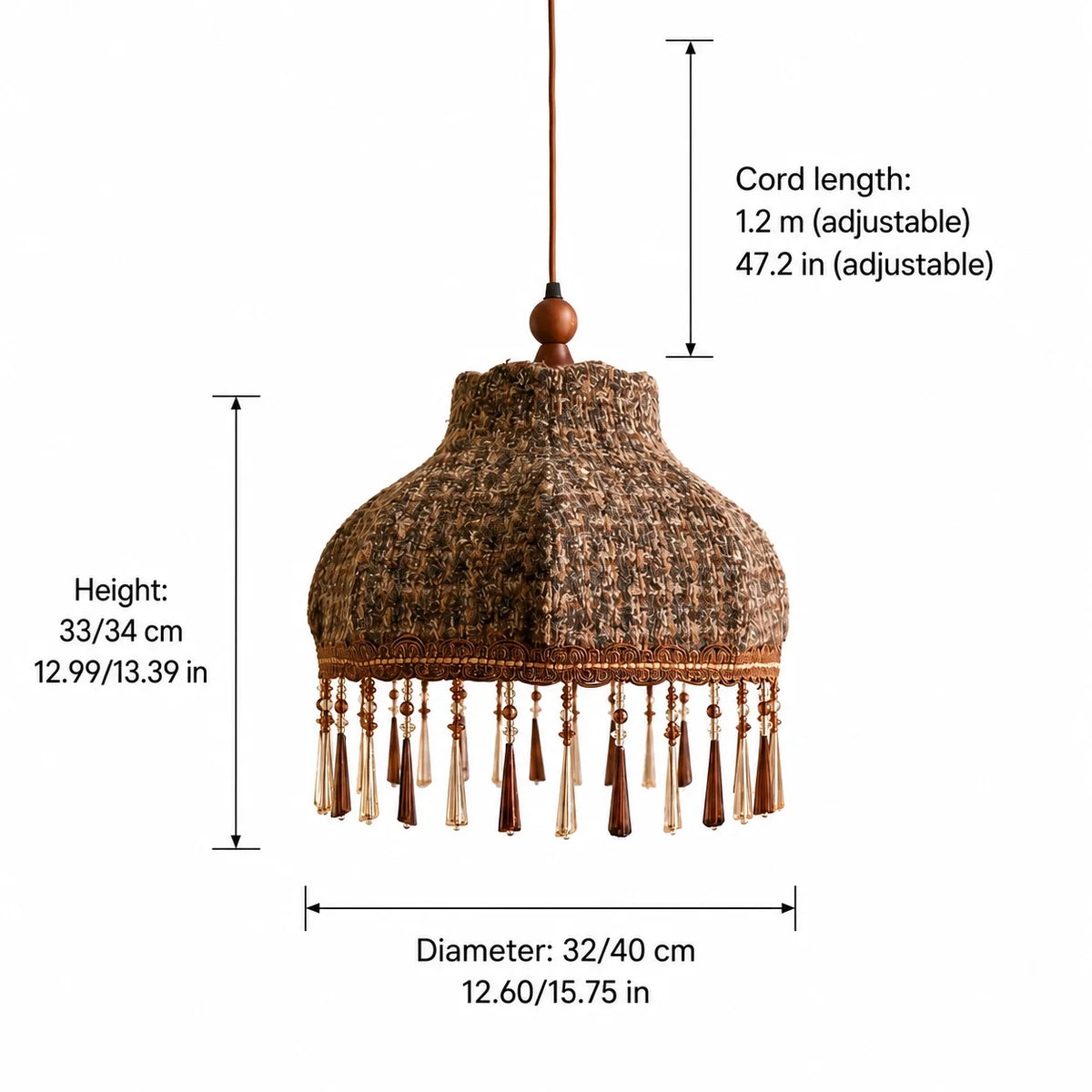 Vintage Cottage Checked Fabric Pendant Light