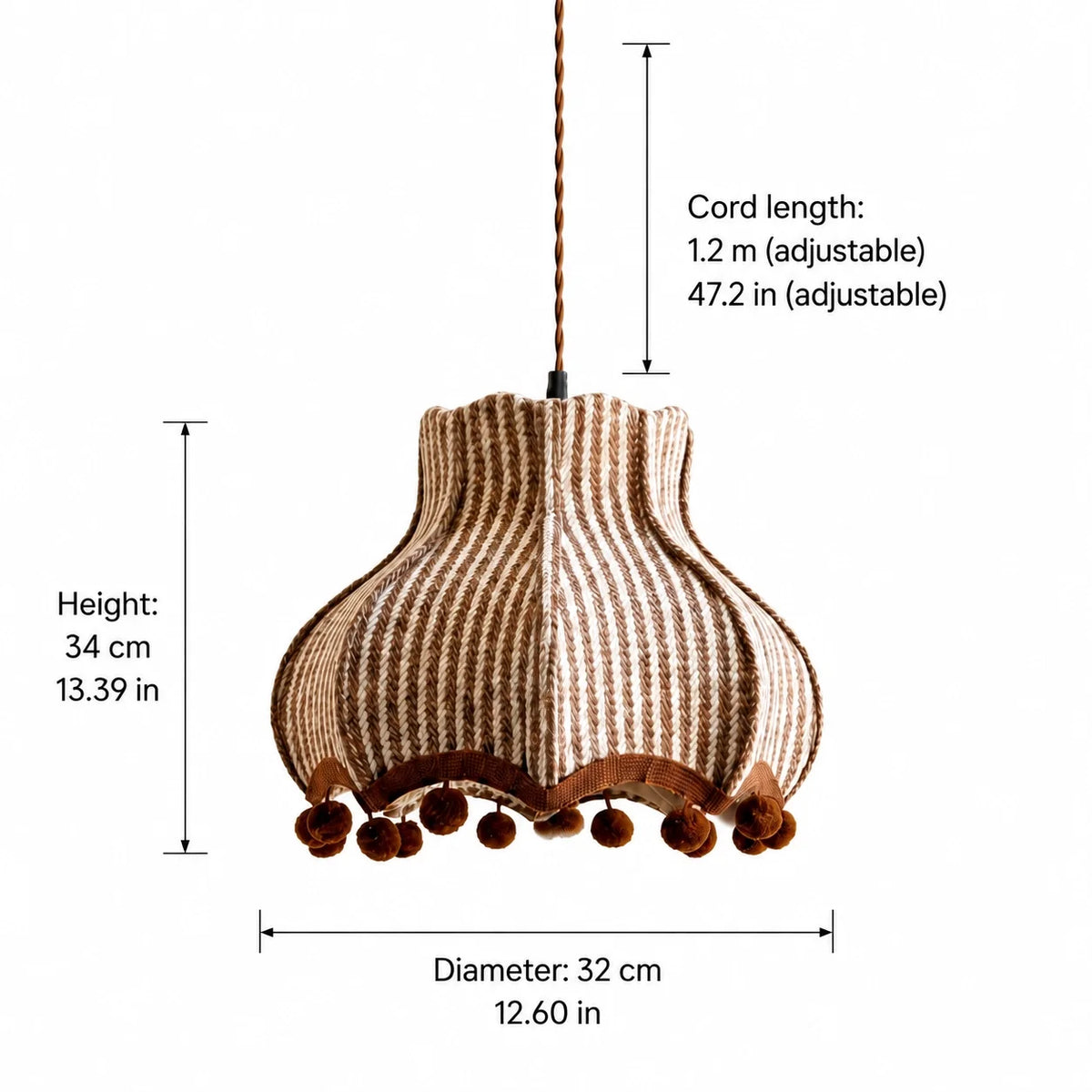 Vintage Cottage Checked Fabric Pendant Light