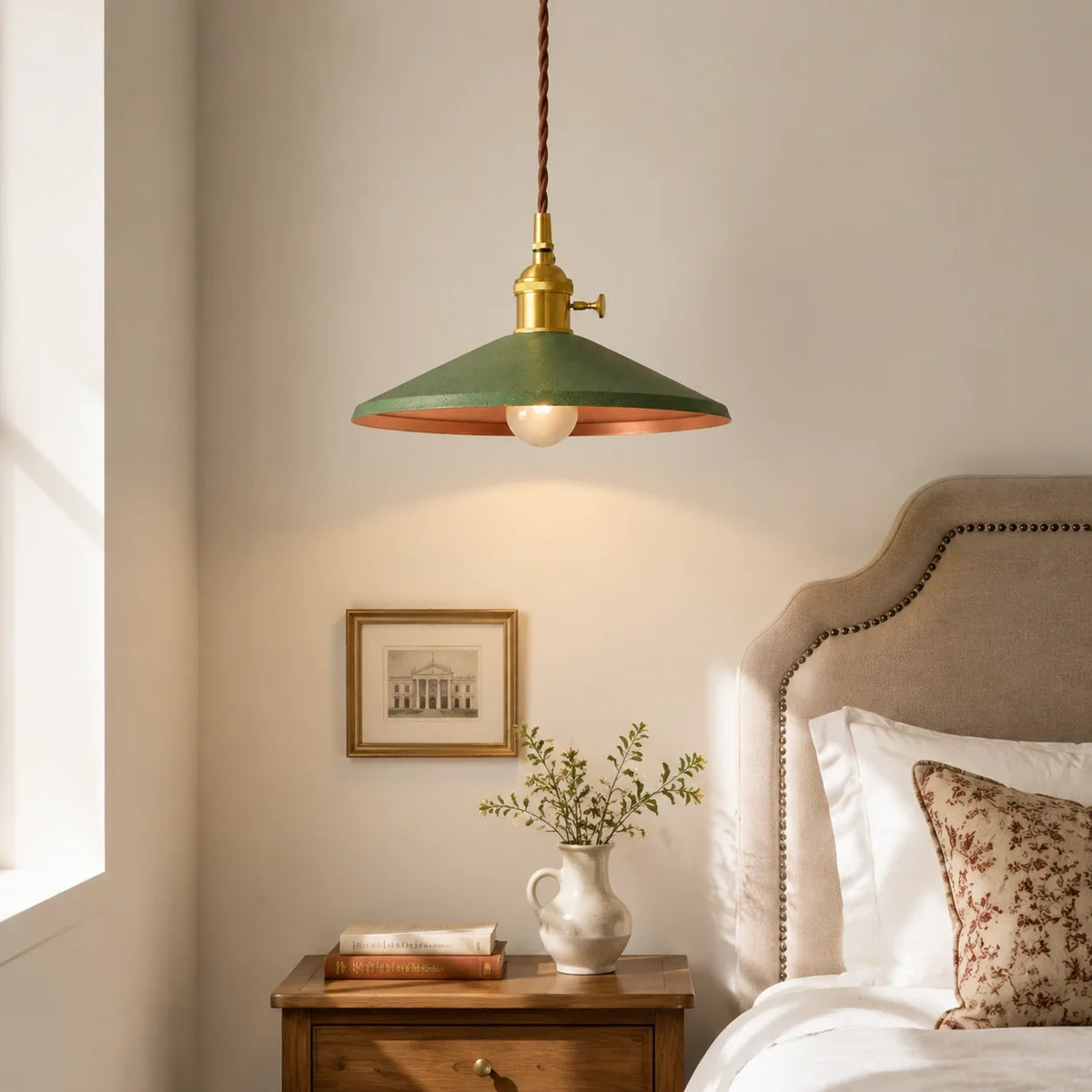 Vintage Distressed Metal Cone Pendant Light