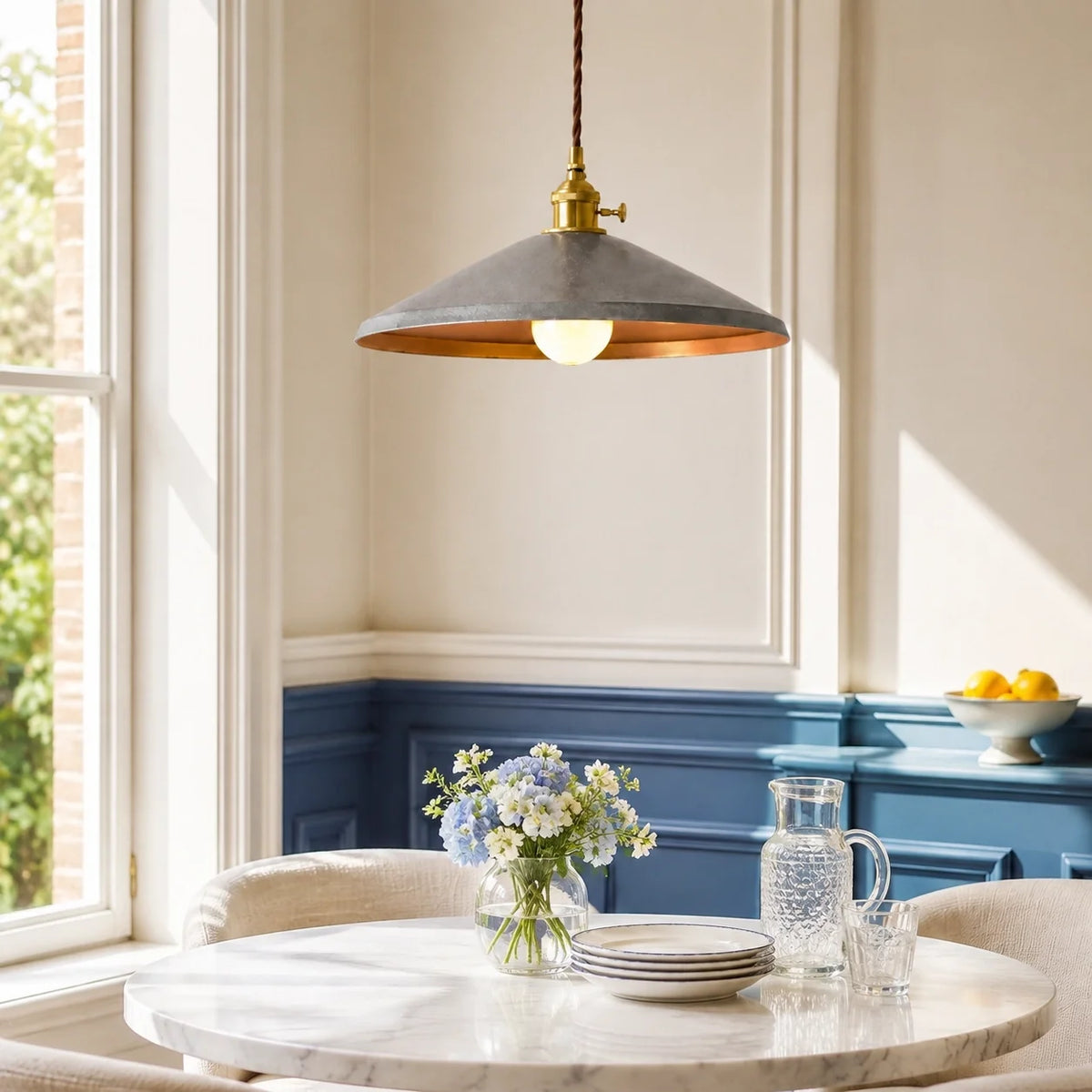 Vintage Distressed Metal Cone Pendant Light