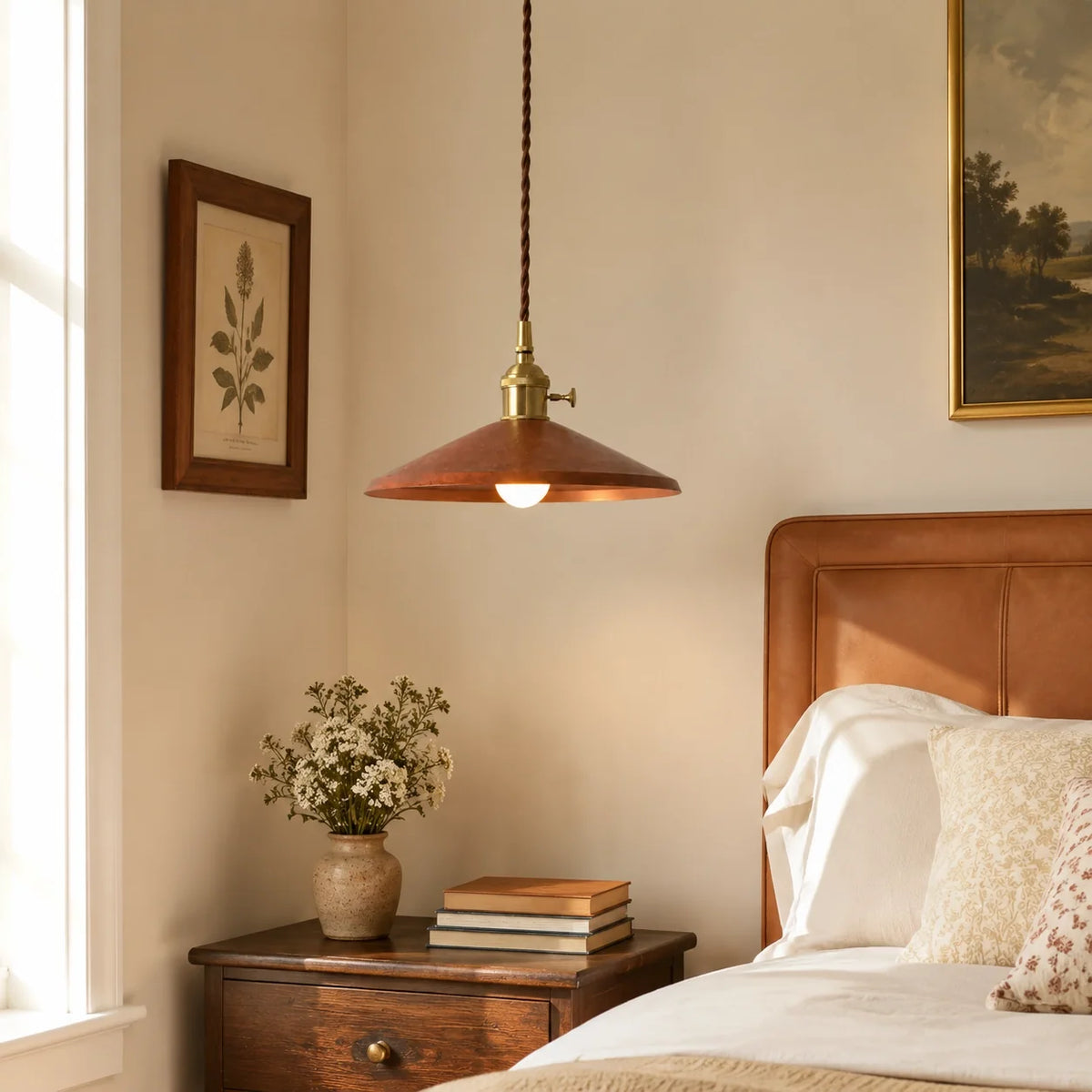 Vintage Distressed Metal Cone Pendant Light
