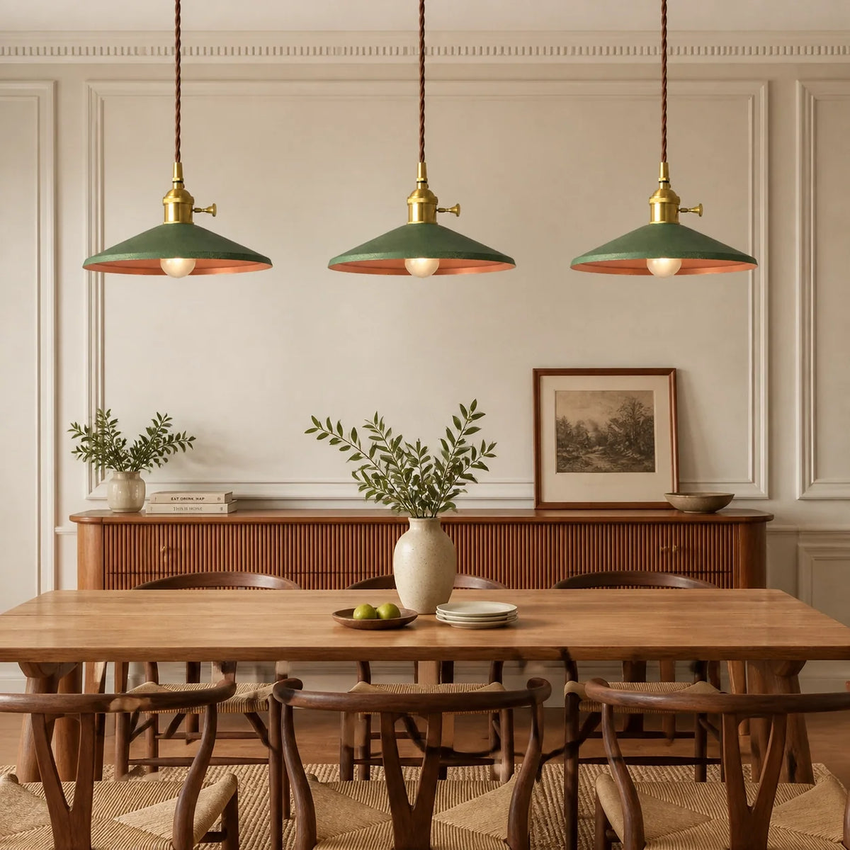 Vintage Distressed Metal Cone Pendant Light