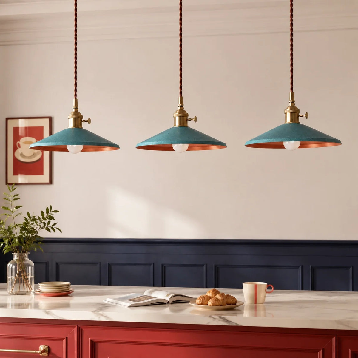 Vintage Distressed Metal Cone Pendant Light