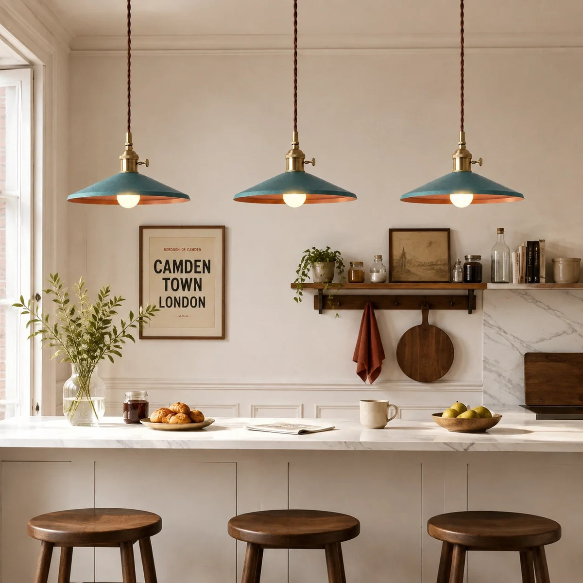 Vintage Distressed Metal Cone Pendant Light