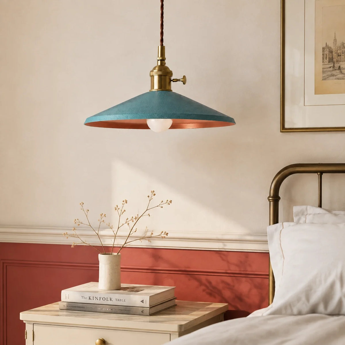 Vintage Distressed Metal Cone Pendant Light