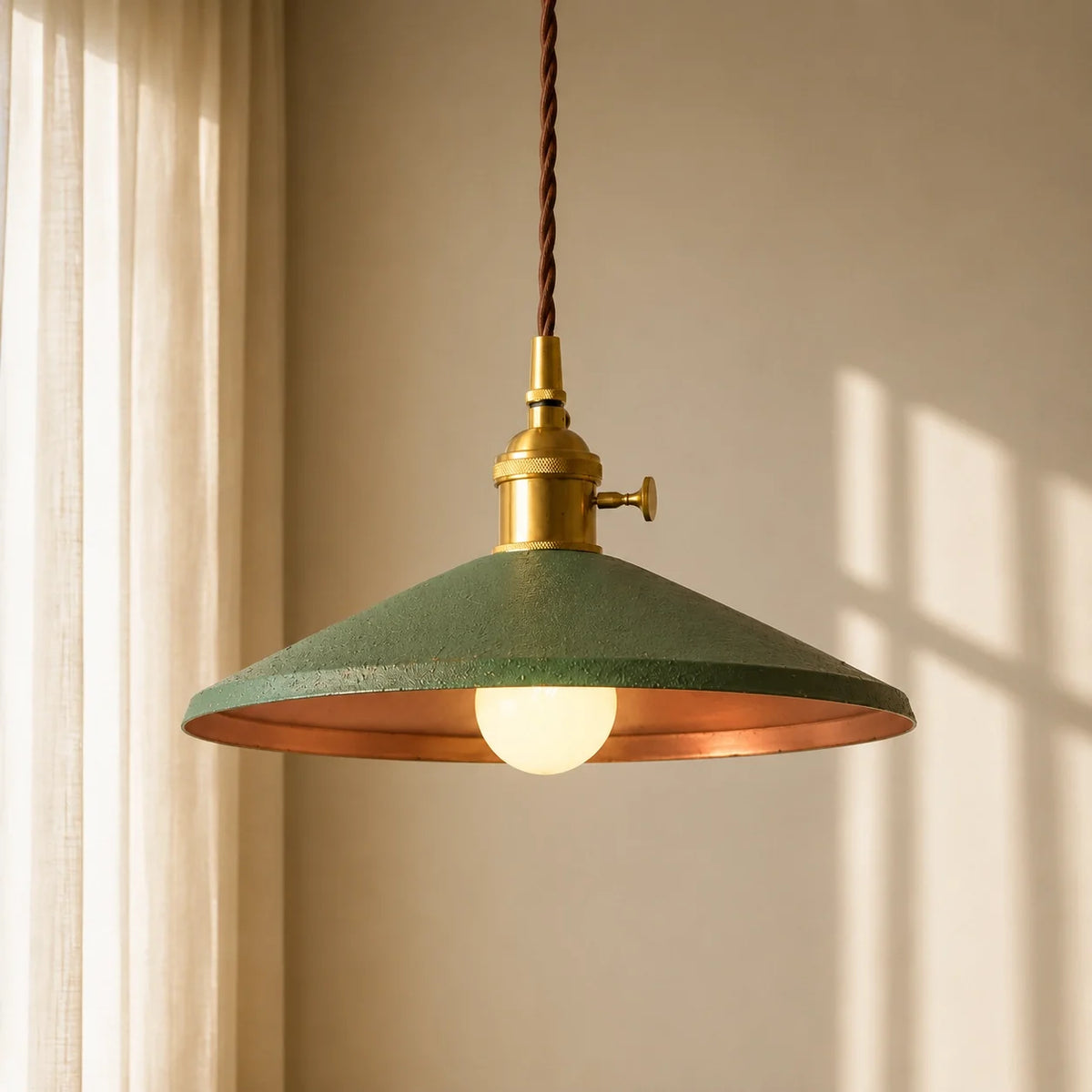 Vintage Distressed Metal Cone Pendant Light