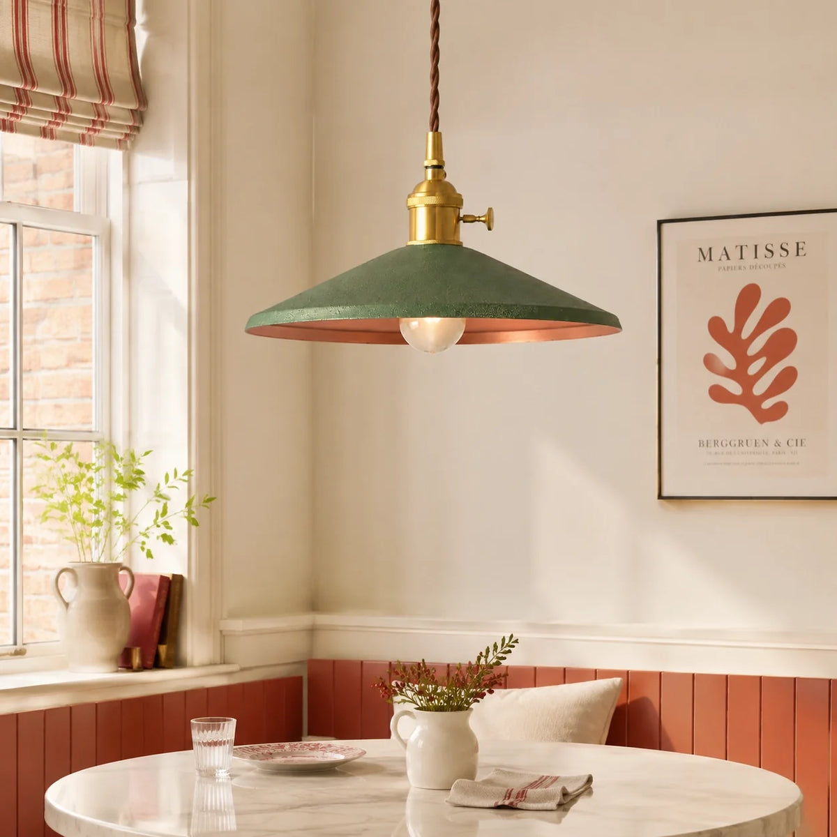 Vintage Distressed Metal Cone Pendant Light