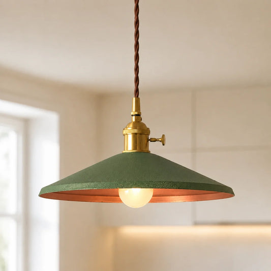 Vintage Distressed Metal Cone Pendant Light